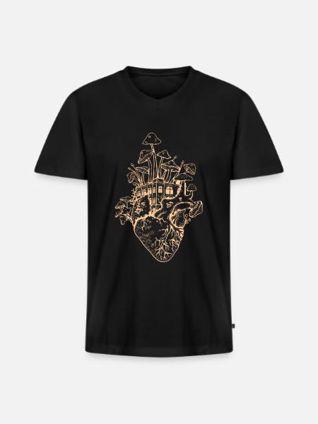 Pilz Lieblingsessen Geschenk - Männer Premium Bio T-Shirt mit V-Ausschnitt - Schwarz