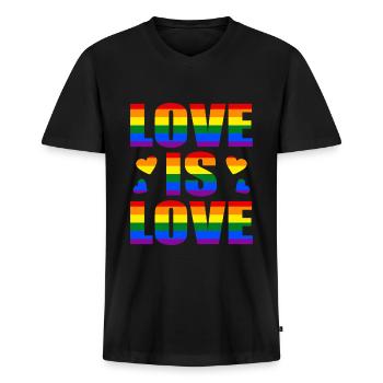 LGBT - Men's Premium Organic T-shirt with V-neck - black - Front - Nico (187cm)
