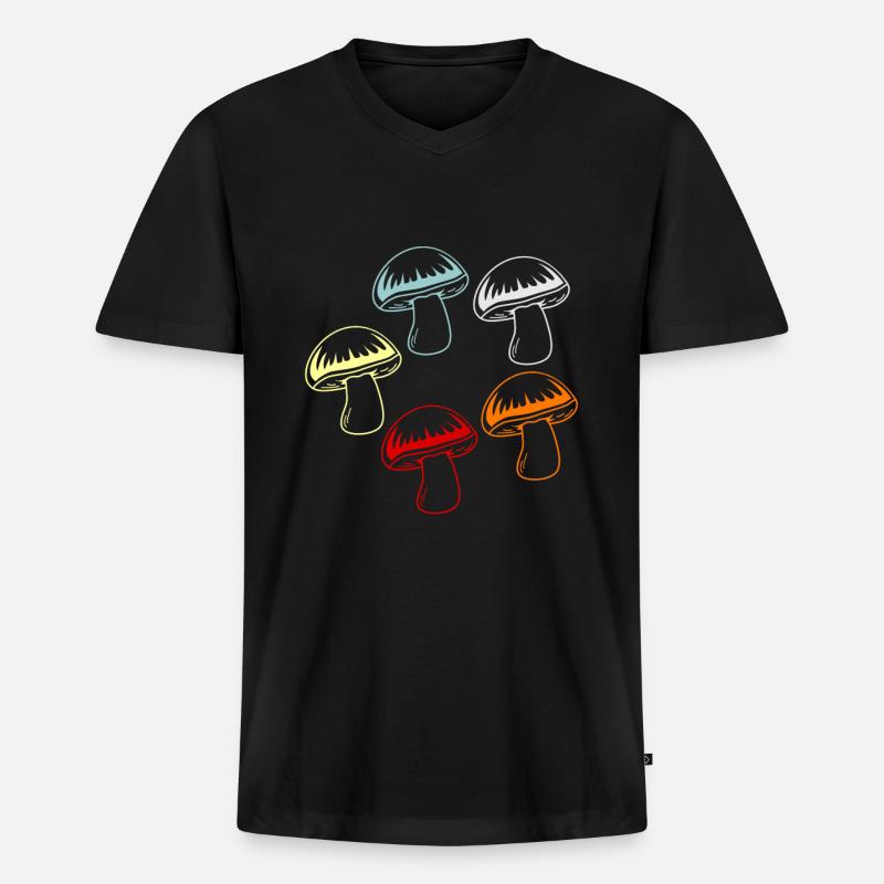 Pilz - Männer Premium Bio T-Shirt mit V-Ausschnitt - Schwarz