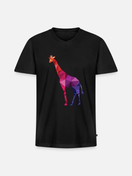 giraffe - Men's Premium Organic T-shirt with V-neck - black