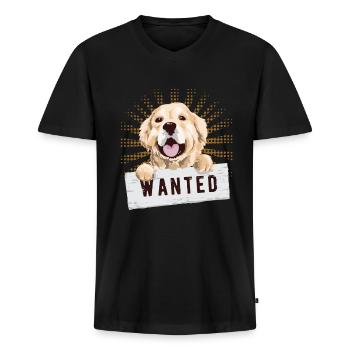 Golden retriever - Men's Premium Organic T-shirt with V-neck - black - Front - Nico (187cm)