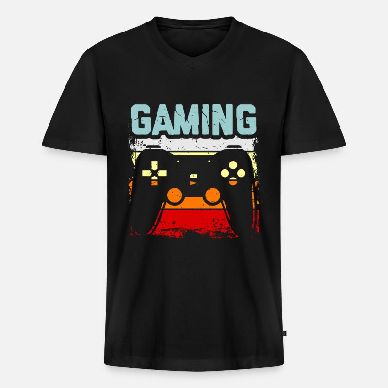 Computer Gaming - Männer Premium Bio T-Shirt mit V-Ausschnitt - Schwarz