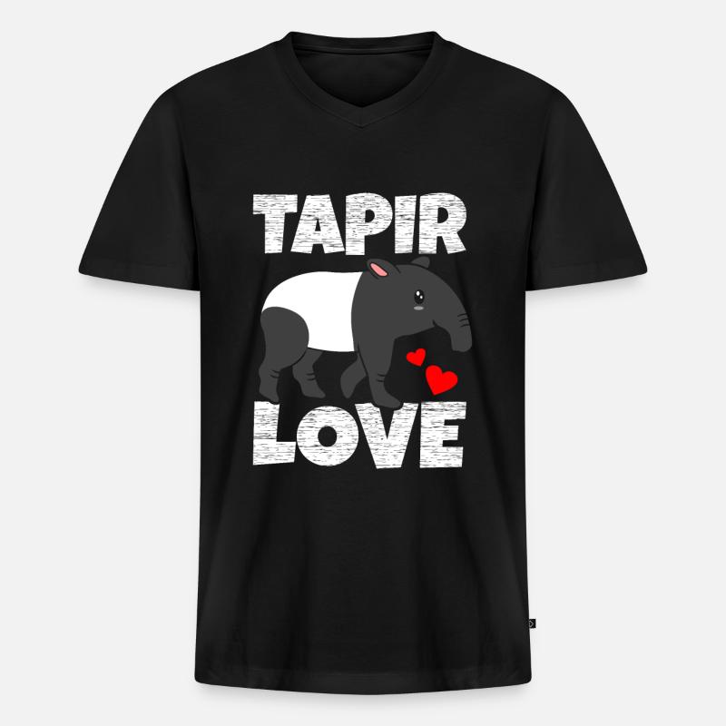 Tapir - Männer Premium Bio T-Shirt mit V-Ausschnitt - Schwarz