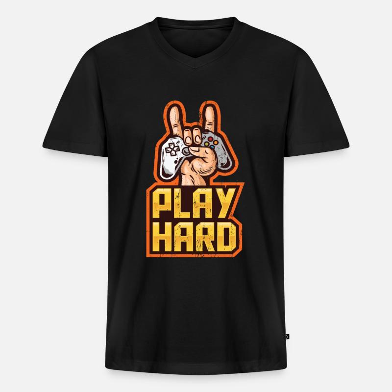 Computer Gaming - Männer Premium Bio T-Shirt mit V-Ausschnitt - Schwarz