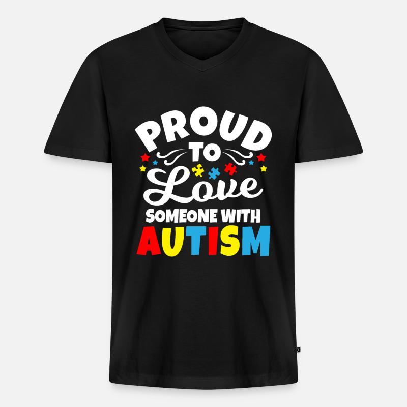 Autismus - Männer Premium Bio T-Shirt mit V-Ausschnitt - Schwarz