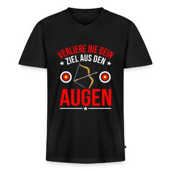 Archery - Men's Premium Organic T-shirt with V-neck - black - Front - Nico (187cm)