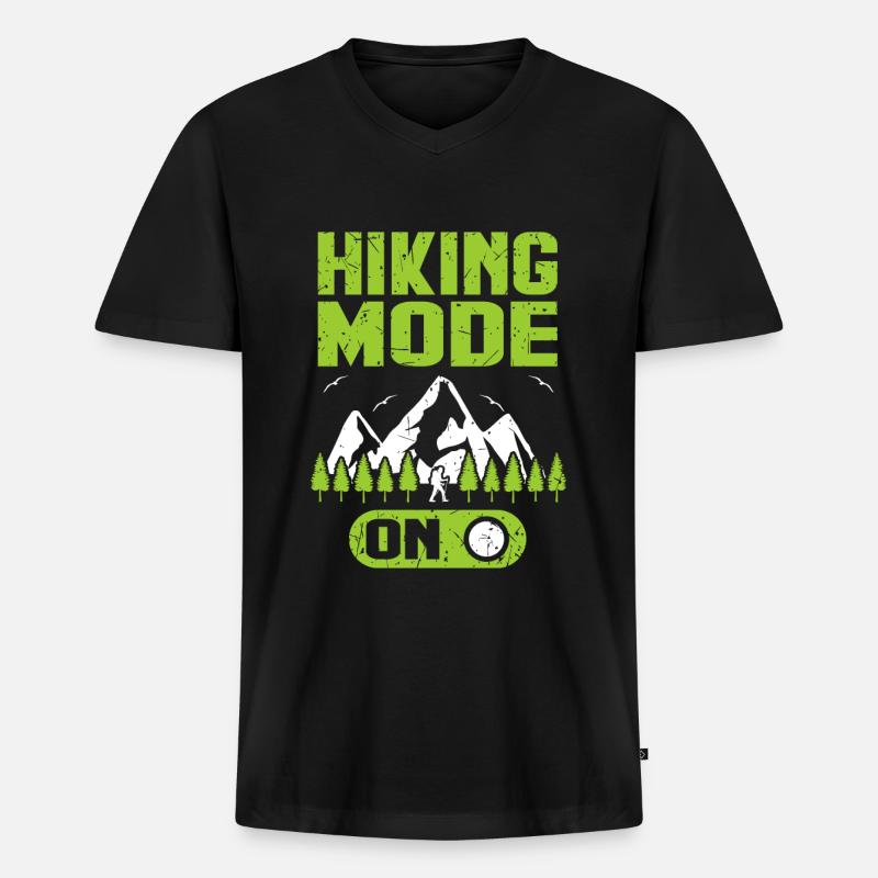Wandern - Männer Premium Bio T-Shirt mit V-Ausschnitt - Schwarz