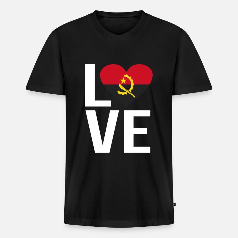 Angola - Männer Premium Bio T-Shirt mit V-Ausschnitt - Schwarz