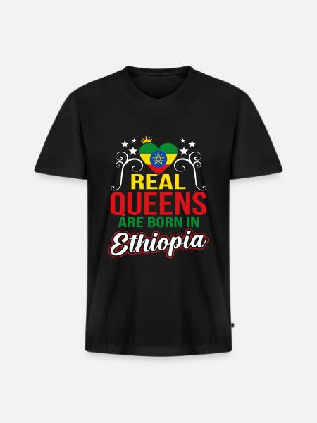 Ethiopia - Men's Premium Organic T-shirt with V-neck - black