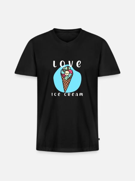 Eis Eisbecher Liebe - Männer Premium Bio T-Shirt mit V-Ausschnitt - Schwarz