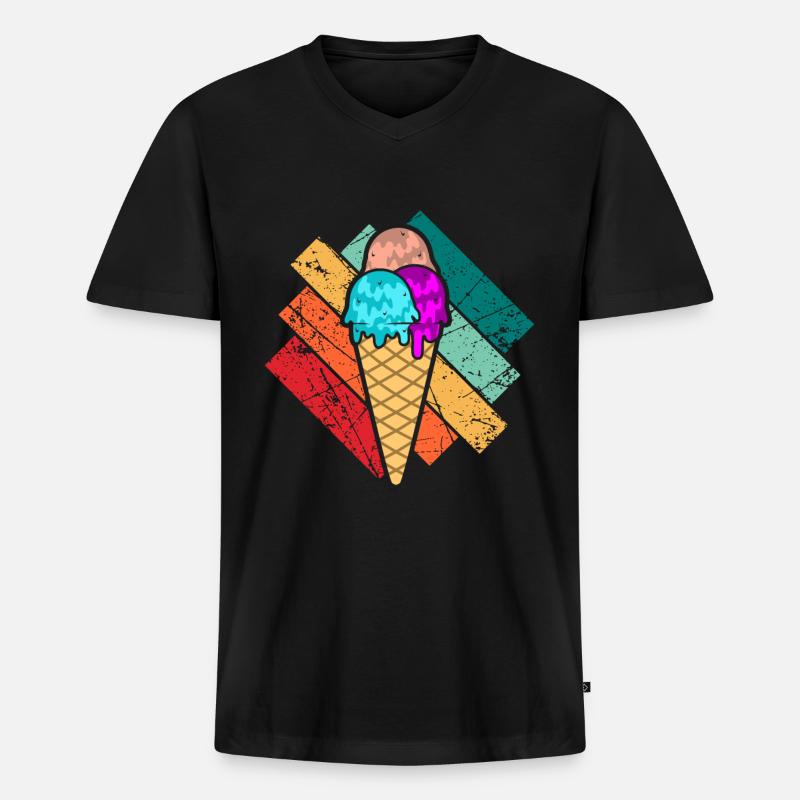 Eiscreme - Männer Premium Bio T-Shirt mit V-Ausschnitt - Schwarz