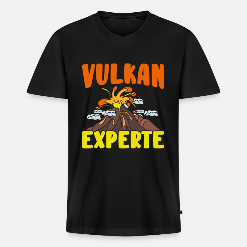 Vulkan - Männer Premium Bio T-Shirt mit V-Ausschnitt - Schwarz