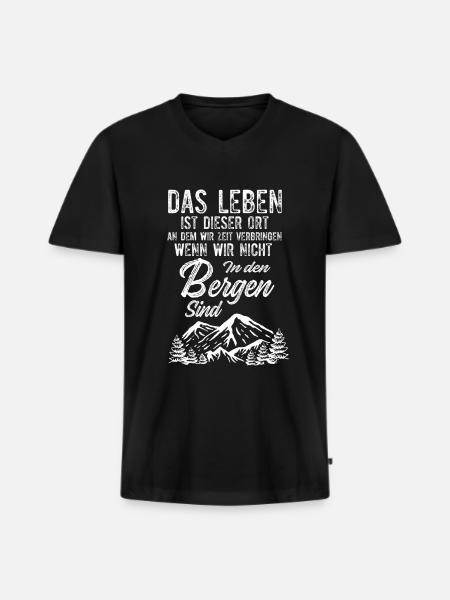 Berg - Männer Premium Bio T-Shirt mit V-Ausschnitt - Schwarz