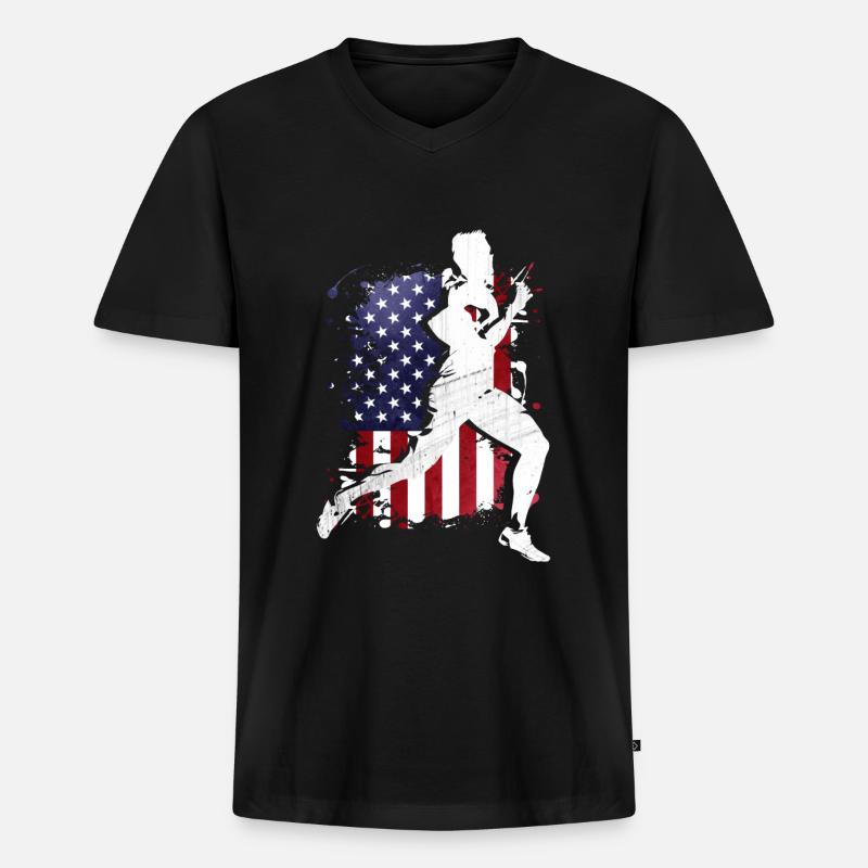 Laufen - Männer Premium Bio T-Shirt mit V-Ausschnitt - Schwarz