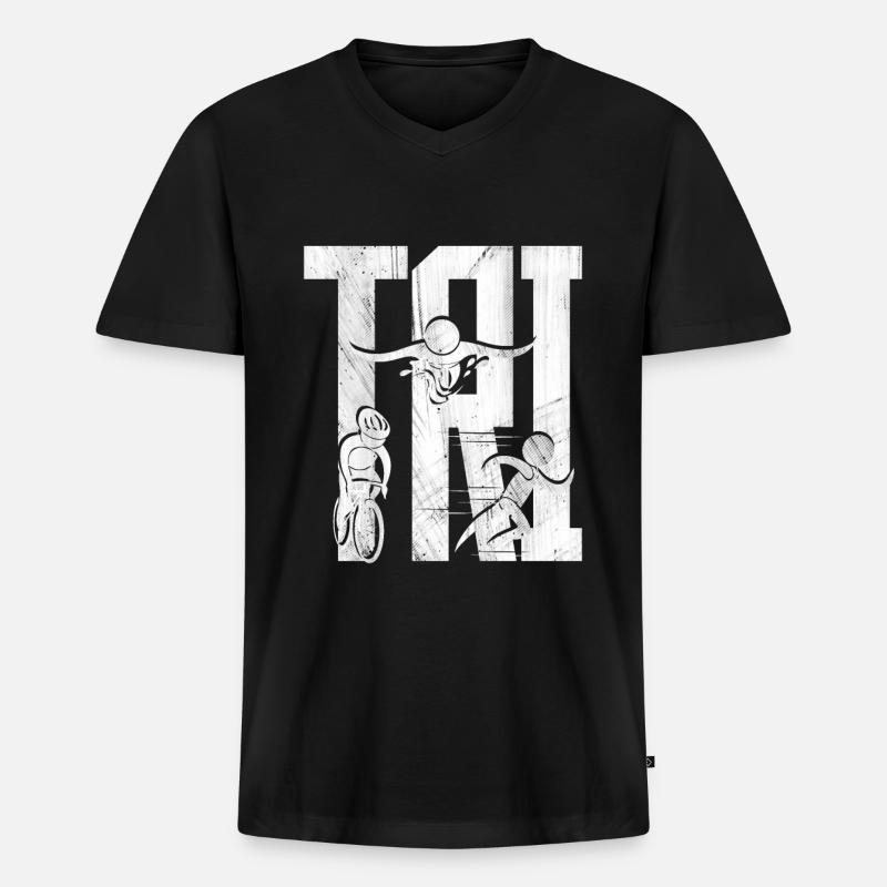Triathlon - Männer Premium Bio T-Shirt mit V-Ausschnitt - Schwarz