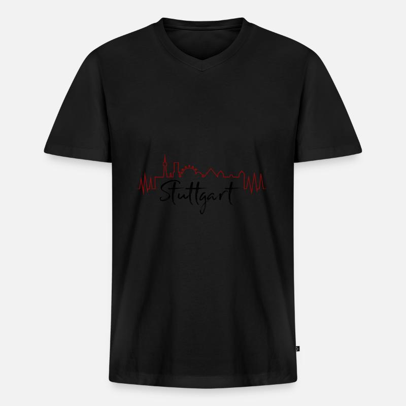 Stuttgart - Männer Premium Bio T-Shirt mit V-Ausschnitt - Schwarz