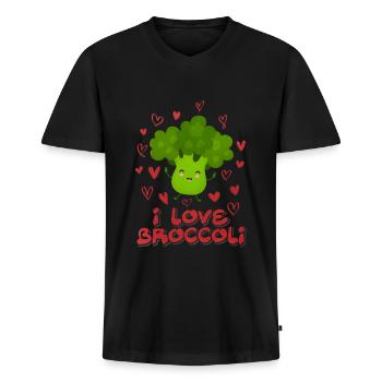 Brocolis - T-shirt encolure en V Premium bio Homme - noir - Devant - Nico (187cm)