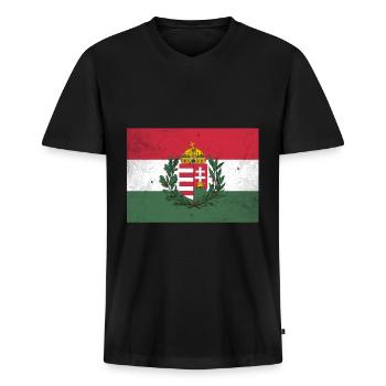Ungarn - Männer Premium Bio T-Shirt mit V-Ausschnitt - Schwarz - Vorne - Nico (187cm)