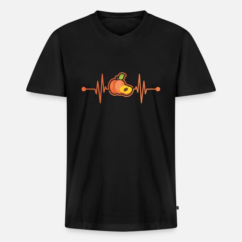 Pfirsich - Männer Premium Bio T-Shirt mit V-Ausschnitt - Schwarz