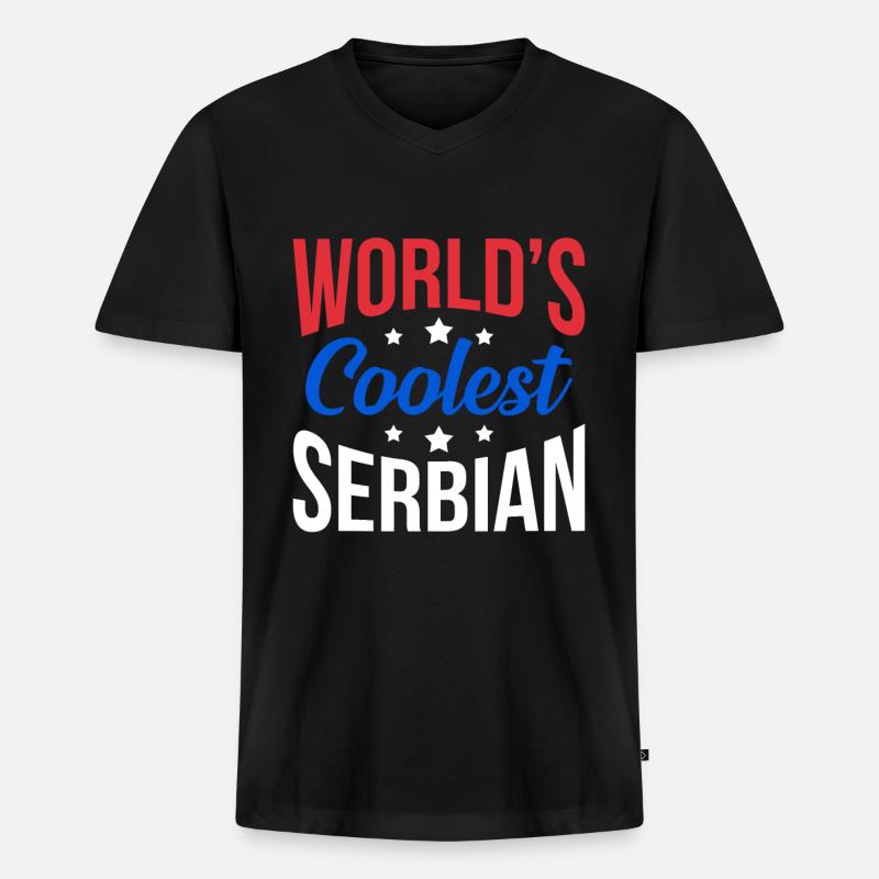 Serbien - Männer Premium Bio T-Shirt mit V-Ausschnitt - Schwarz