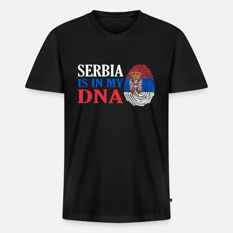 Serbien - Männer Premium Bio T-Shirt mit V-Ausschnitt - Schwarz