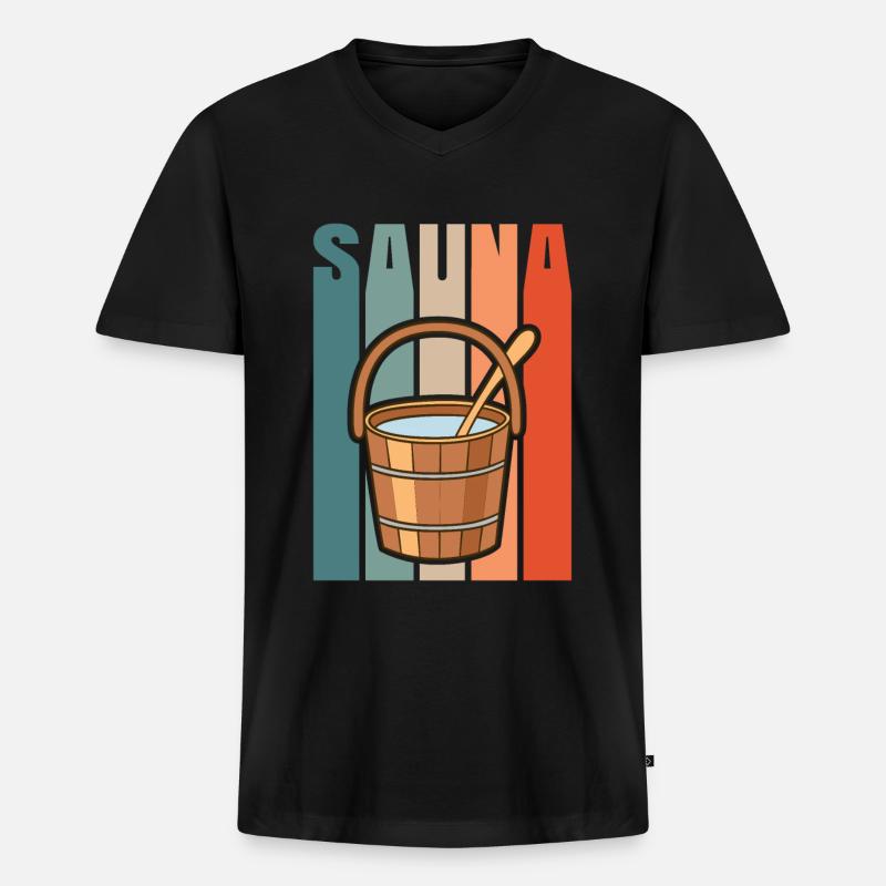 Sauna - Männer Premium Bio T-Shirt mit V-Ausschnitt - Schwarz