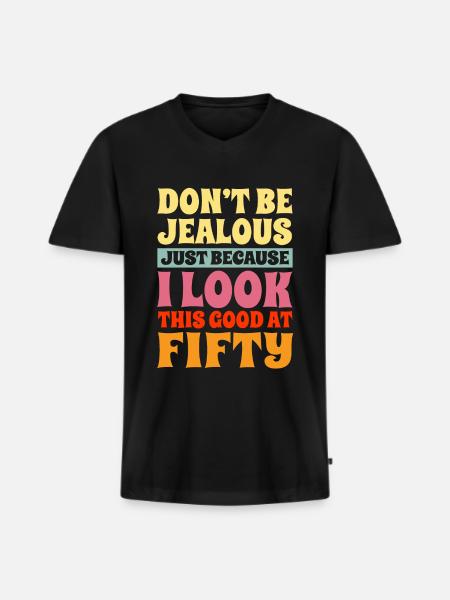 50th birthday - Men's Premium Organic T-shirt with V-neck - black