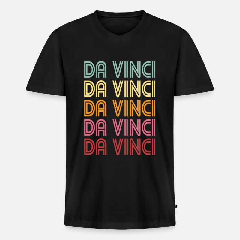 Leonardo Da Vinci - Männer Premium Bio T-Shirt mit V-Ausschnitt - Schwarz