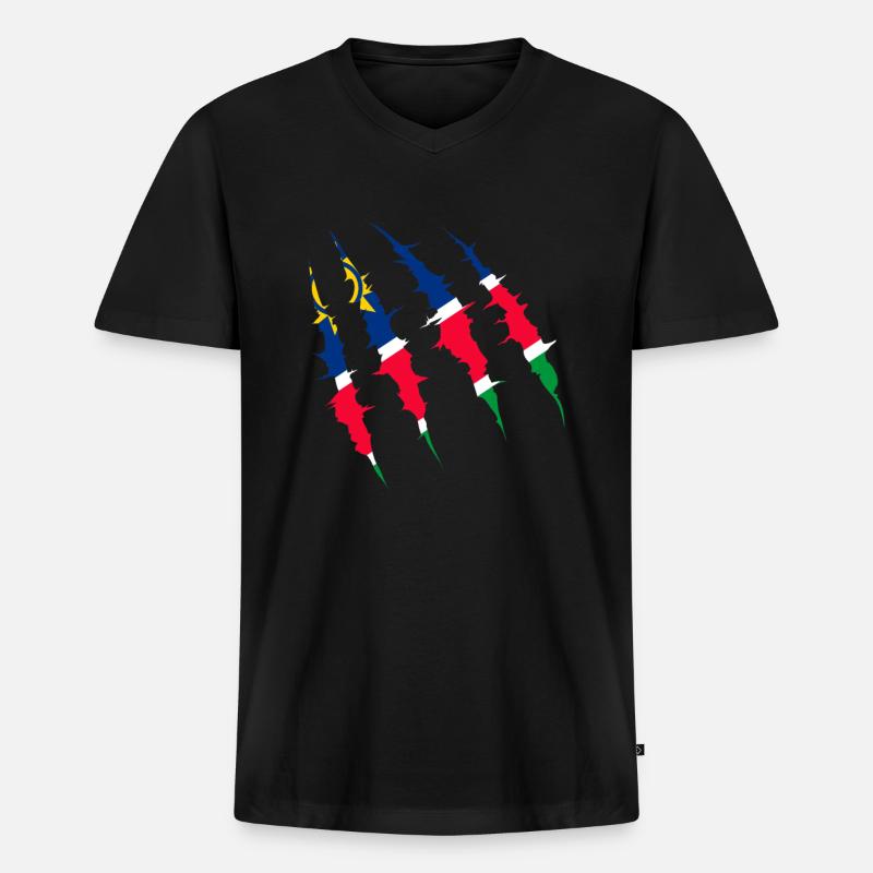 Namibia - Männer Premium Bio T-Shirt mit V-Ausschnitt - Schwarz