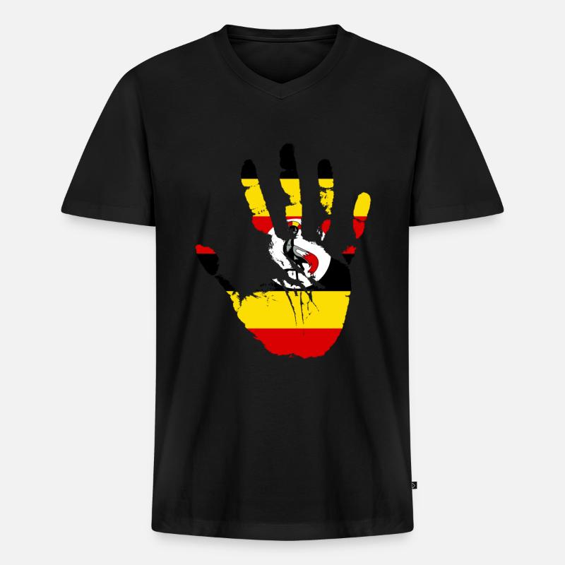 Uganda - Männer Premium Bio T-Shirt mit V-Ausschnitt - Schwarz