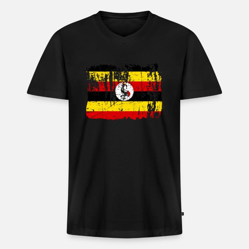 Uganda - Männer Premium Bio T-Shirt mit V-Ausschnitt - Schwarz