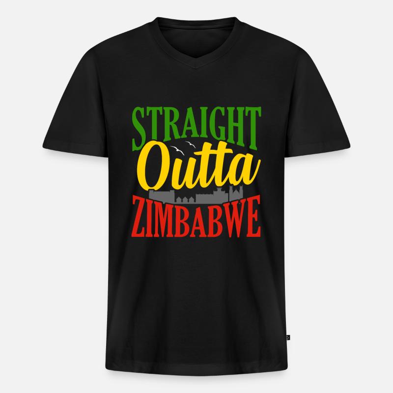 Simbabwe - Männer Premium Bio T-Shirt mit V-Ausschnitt - Schwarz