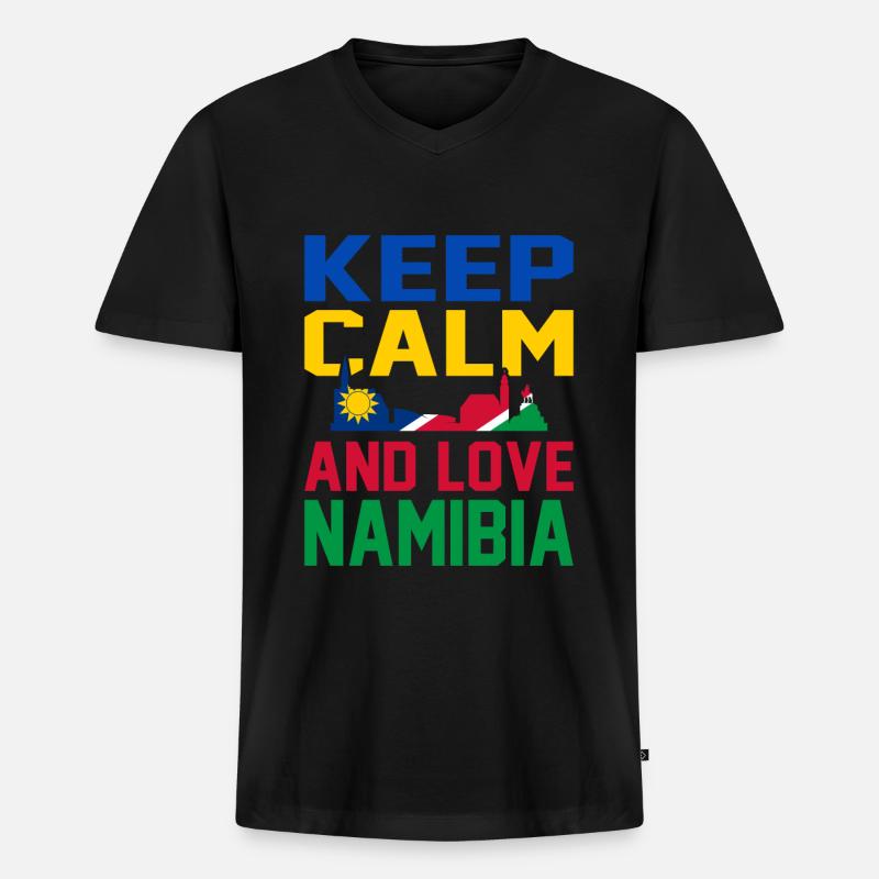 Namibia - Männer Premium Bio T-Shirt mit V-Ausschnitt - Schwarz