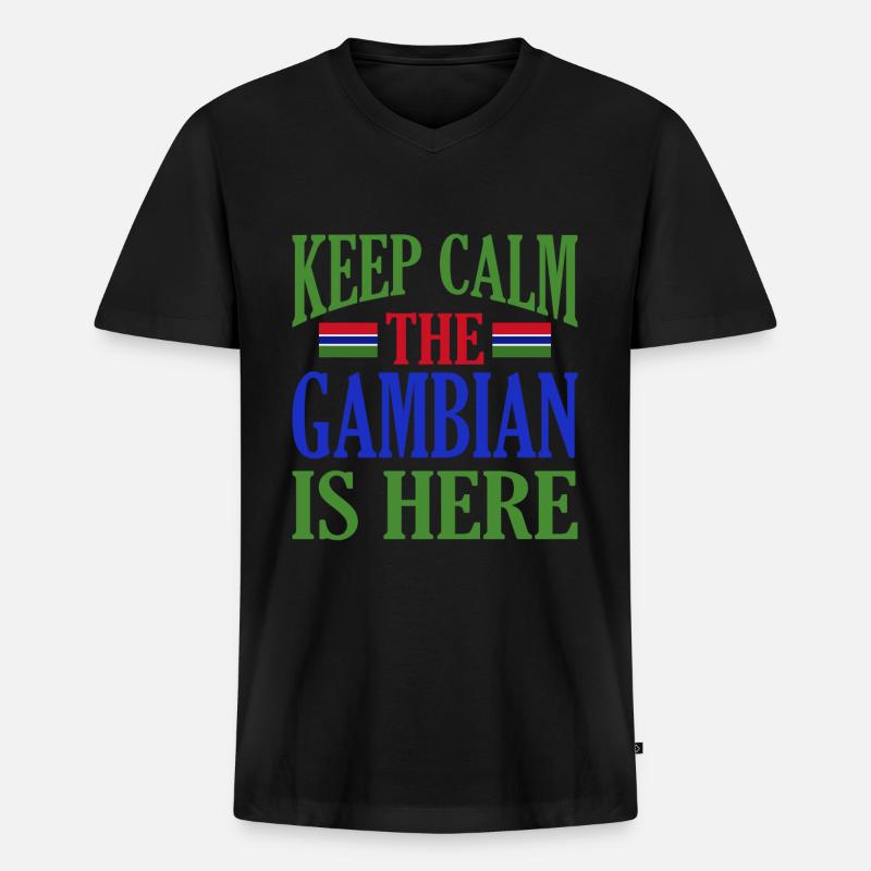 Gambia - Männer Premium Bio T-Shirt mit V-Ausschnitt - Schwarz