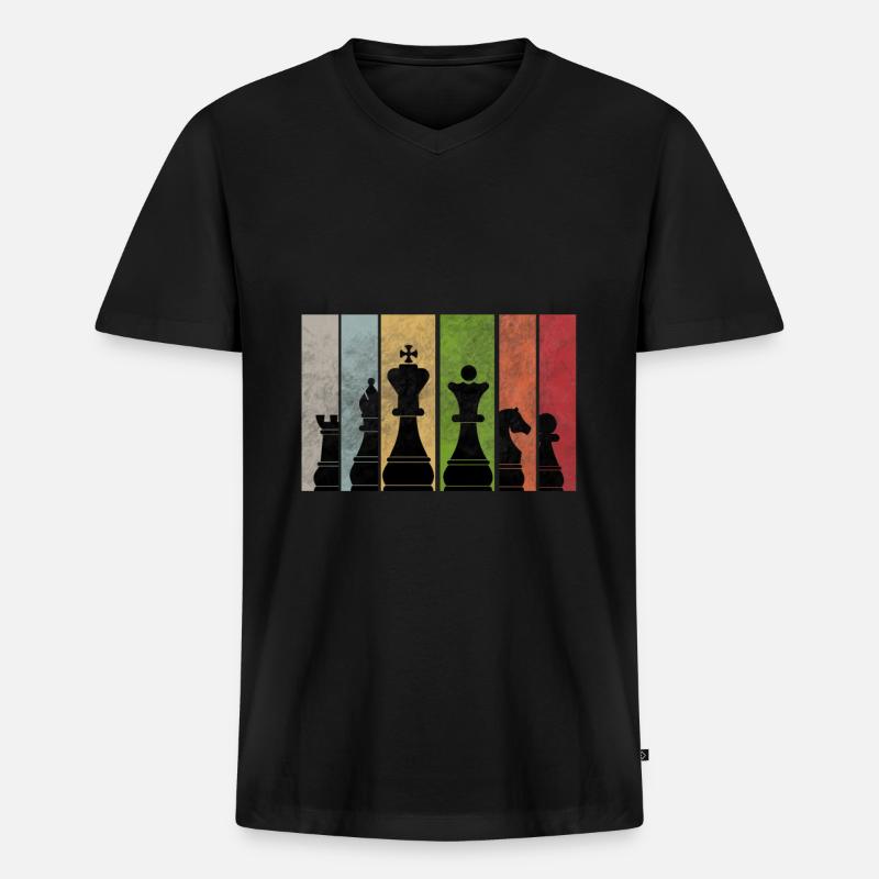 Schach - Männer Premium Bio T-Shirt mit V-Ausschnitt - Schwarz