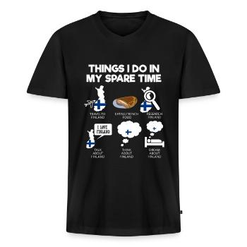 Finland - Men's Premium Organic T-shirt with V-neck - black - Front - Nico (187cm)