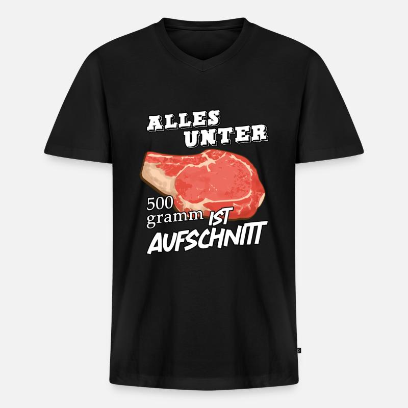 Fleisch - Männer Premium Bio T-Shirt mit V-Ausschnitt - Schwarz