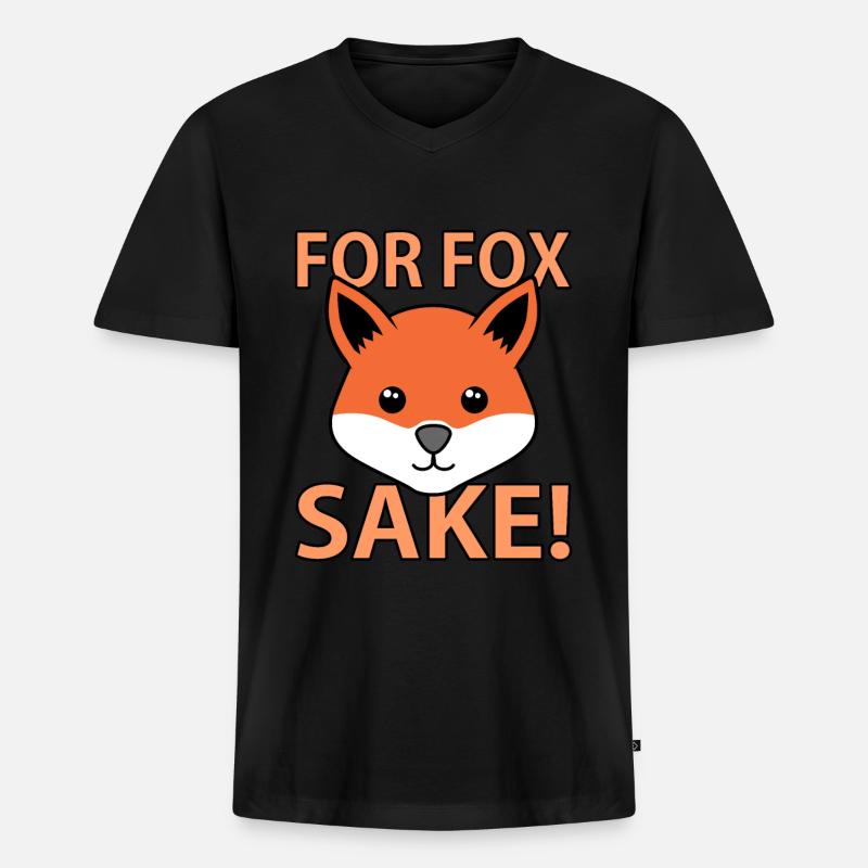 Fuchs - Männer Premium Bio T-Shirt mit V-Ausschnitt - Schwarz