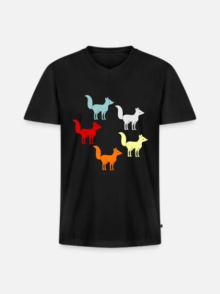 Fox - Men's Premium Organic T-shirt with V-neck - black