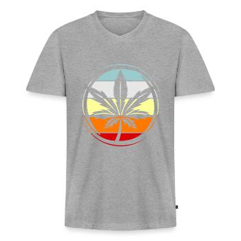 Cannabis - Men's Premium Organic T-shirt with V-neck - heather grey - Front