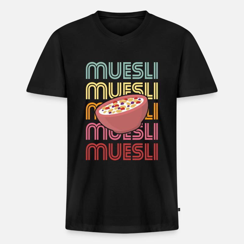Müsli - Männer Premium Bio T-Shirt mit V-Ausschnitt - Schwarz