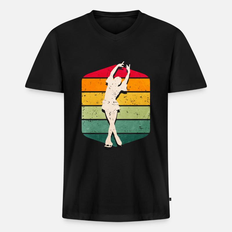 Eiskunstlauf - Männer Premium Bio T-Shirt mit V-Ausschnitt - Schwarz