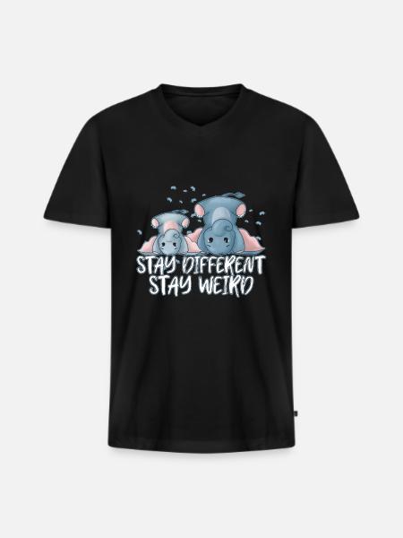 Elephant - Men's Premium Organic T-shirt with V-neck - black