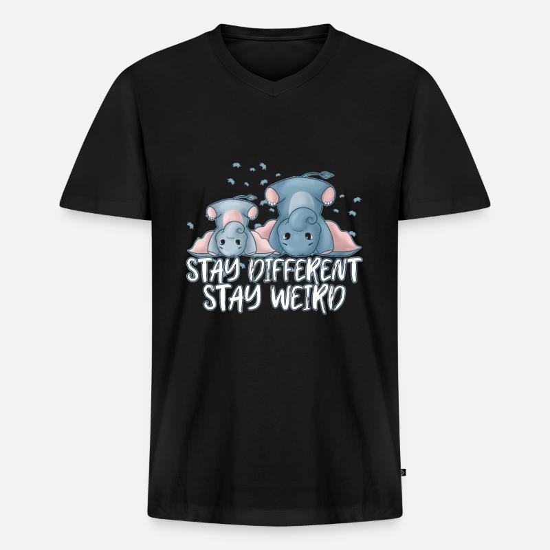 Elefant - Männer Premium Bio T-Shirt mit V-Ausschnitt - Schwarz