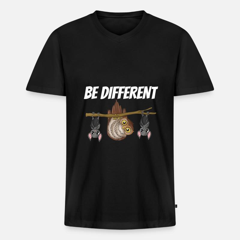 Eulenfledermaus - Männer Premium Bio T-Shirt mit V-Ausschnitt - Schwarz