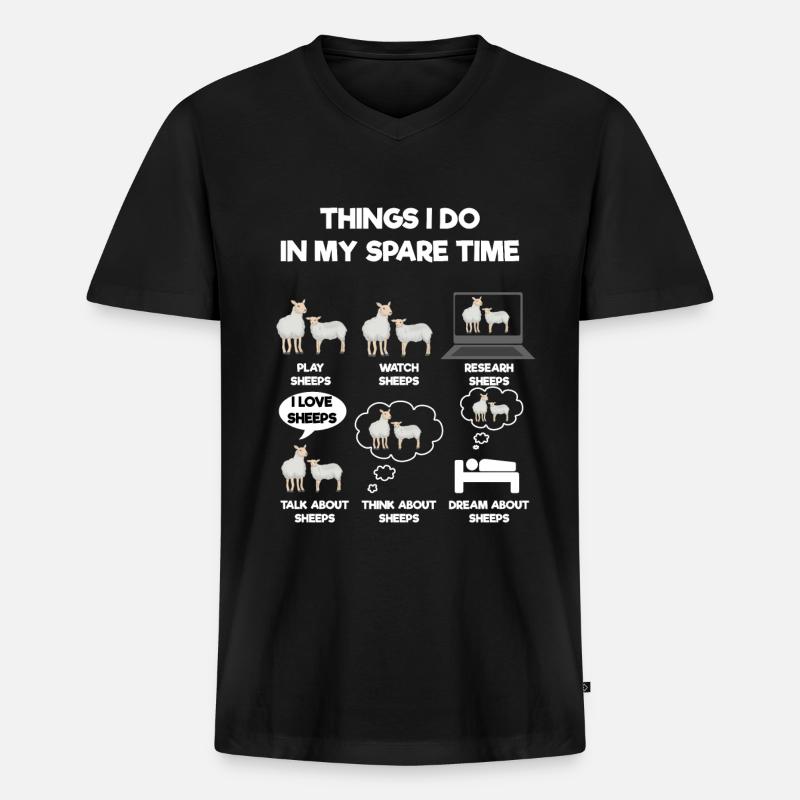 Schaf - Männer Premium Bio T-Shirt mit V-Ausschnitt - Schwarz