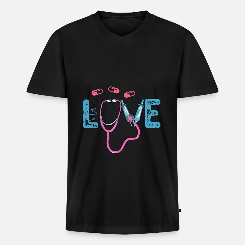 Krankenschwester Stolz - Männer Premium Bio T-Shirt mit V-Ausschnitt - Schwarz