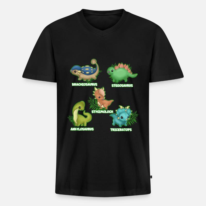 Dinosaurier - Männer Premium Bio T-Shirt mit V-Ausschnitt - Schwarz