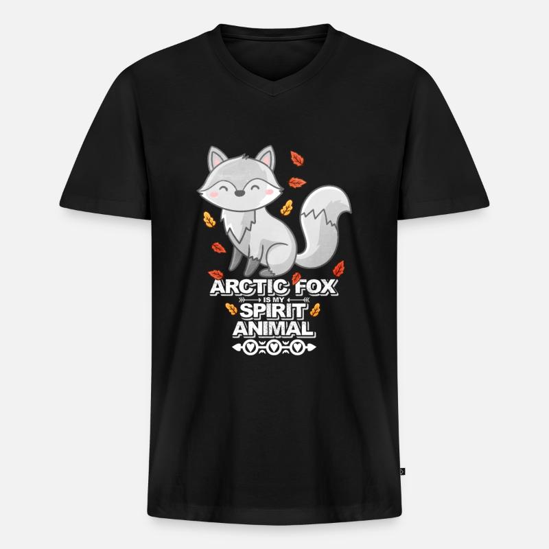 Polarfuchs - Männer Premium Bio T-Shirt mit V-Ausschnitt - Schwarz