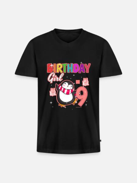 Birthday 9 - Men's Premium Organic T-shirt with V-neck - black